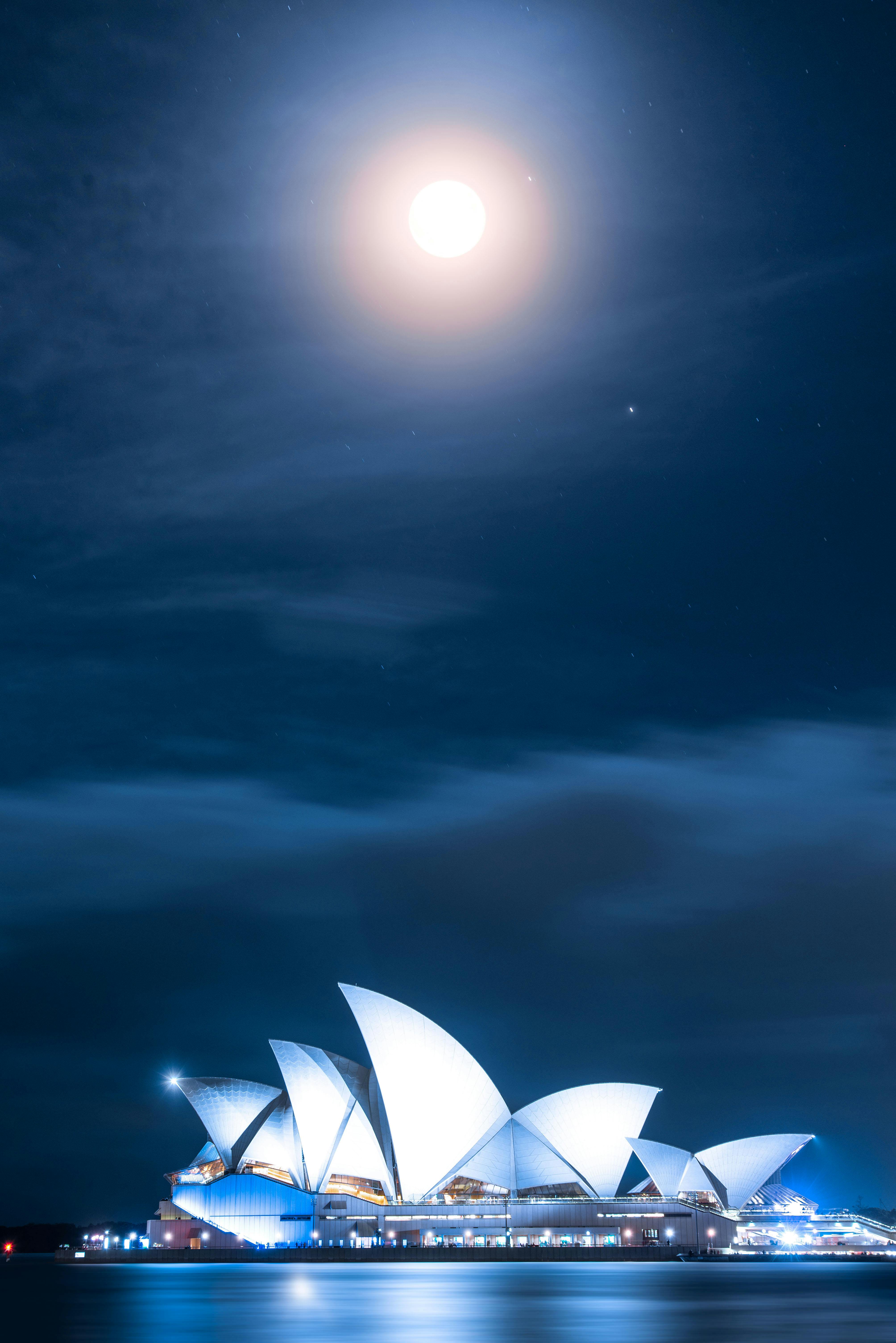 Sydney Opera House under a full moon