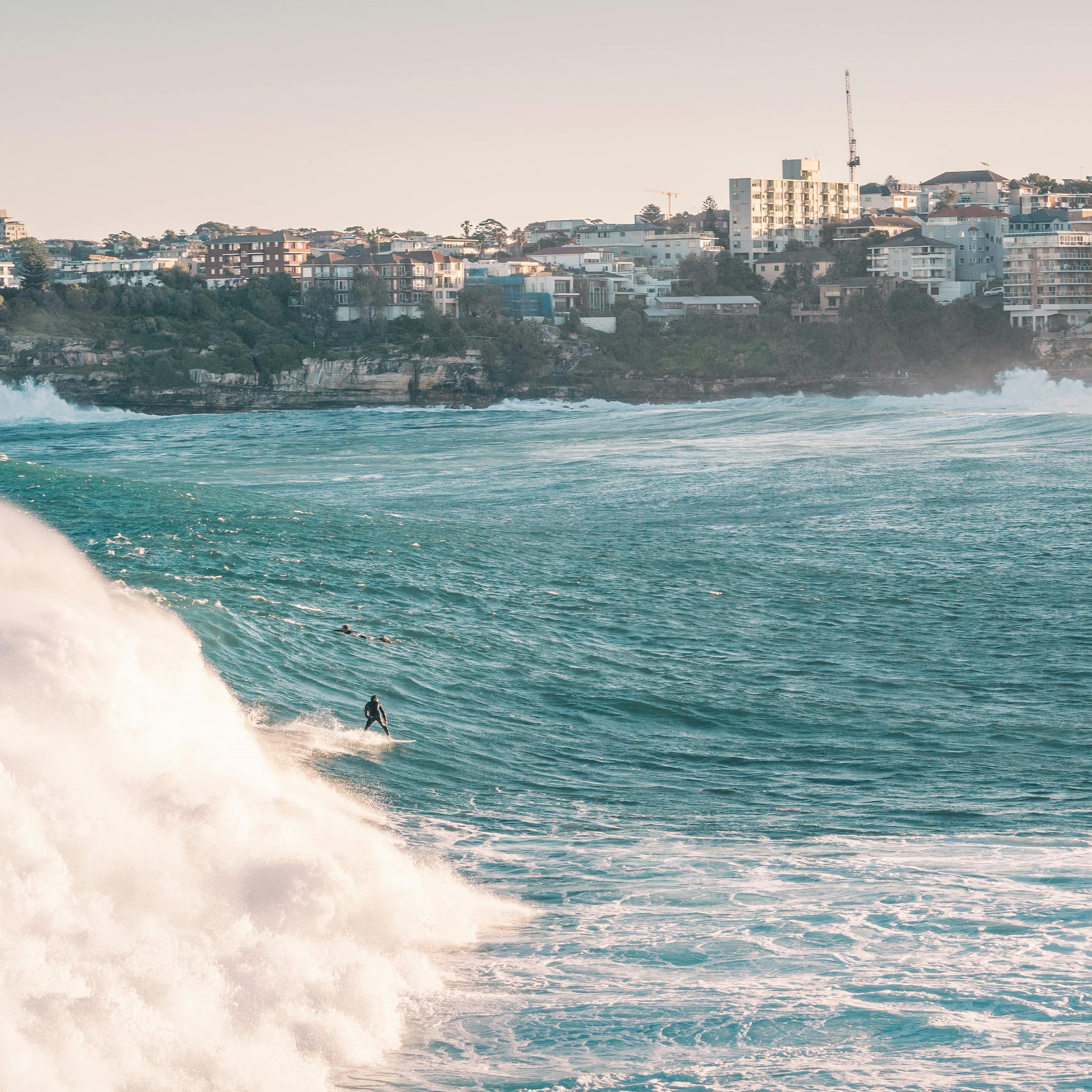 Surfer surfing a big wave