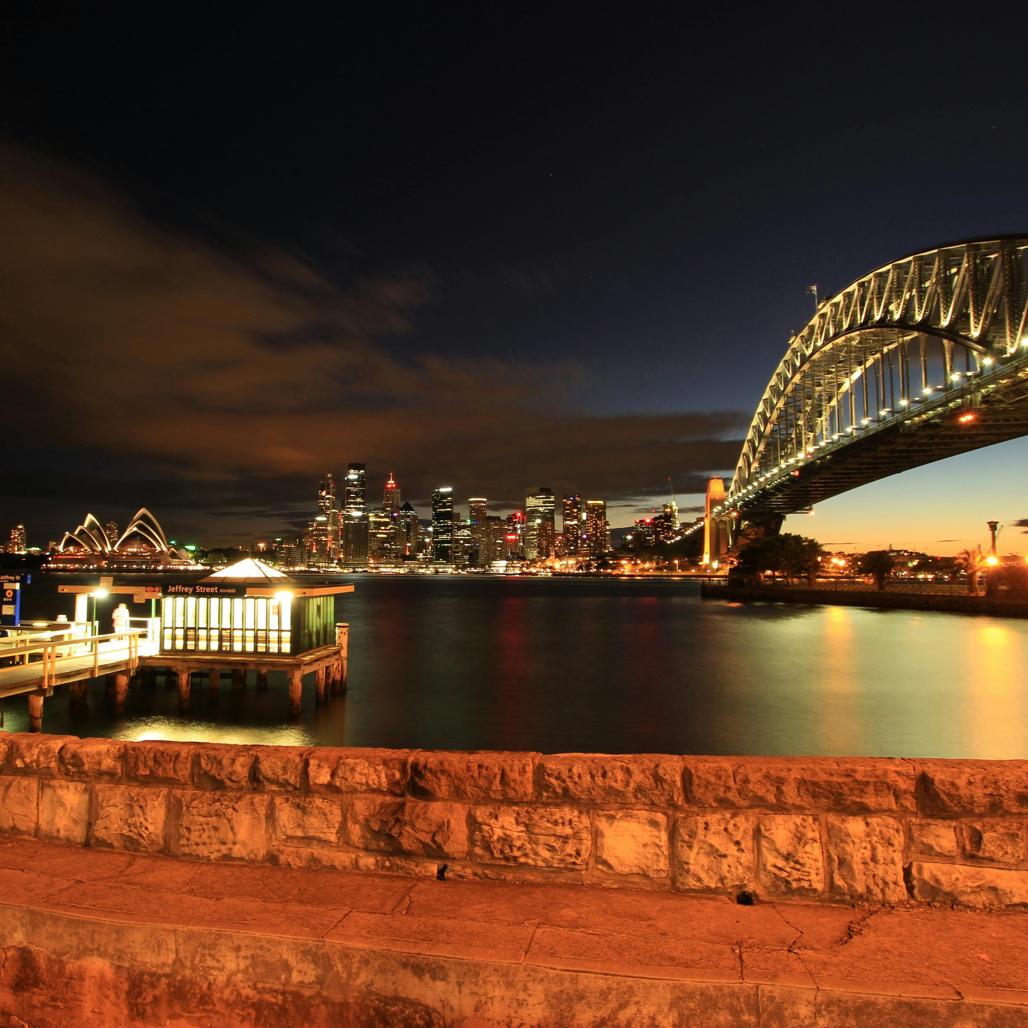 Looking over the habour at night